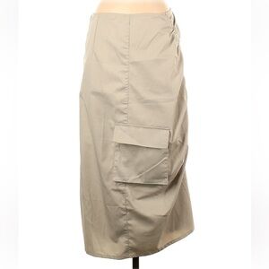 motel cargo midi skirt khaki xs
